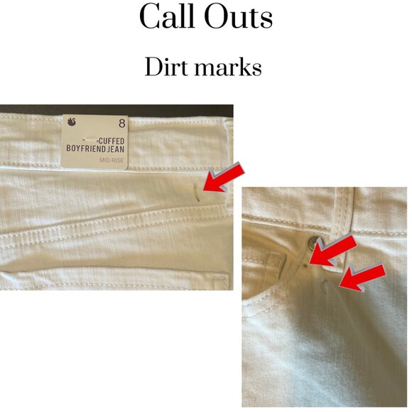 Gloria Vanderbilt Women’s White Boyfriend Jeans Size 8 Relaxed Fit Denim - Picture 6 of 8